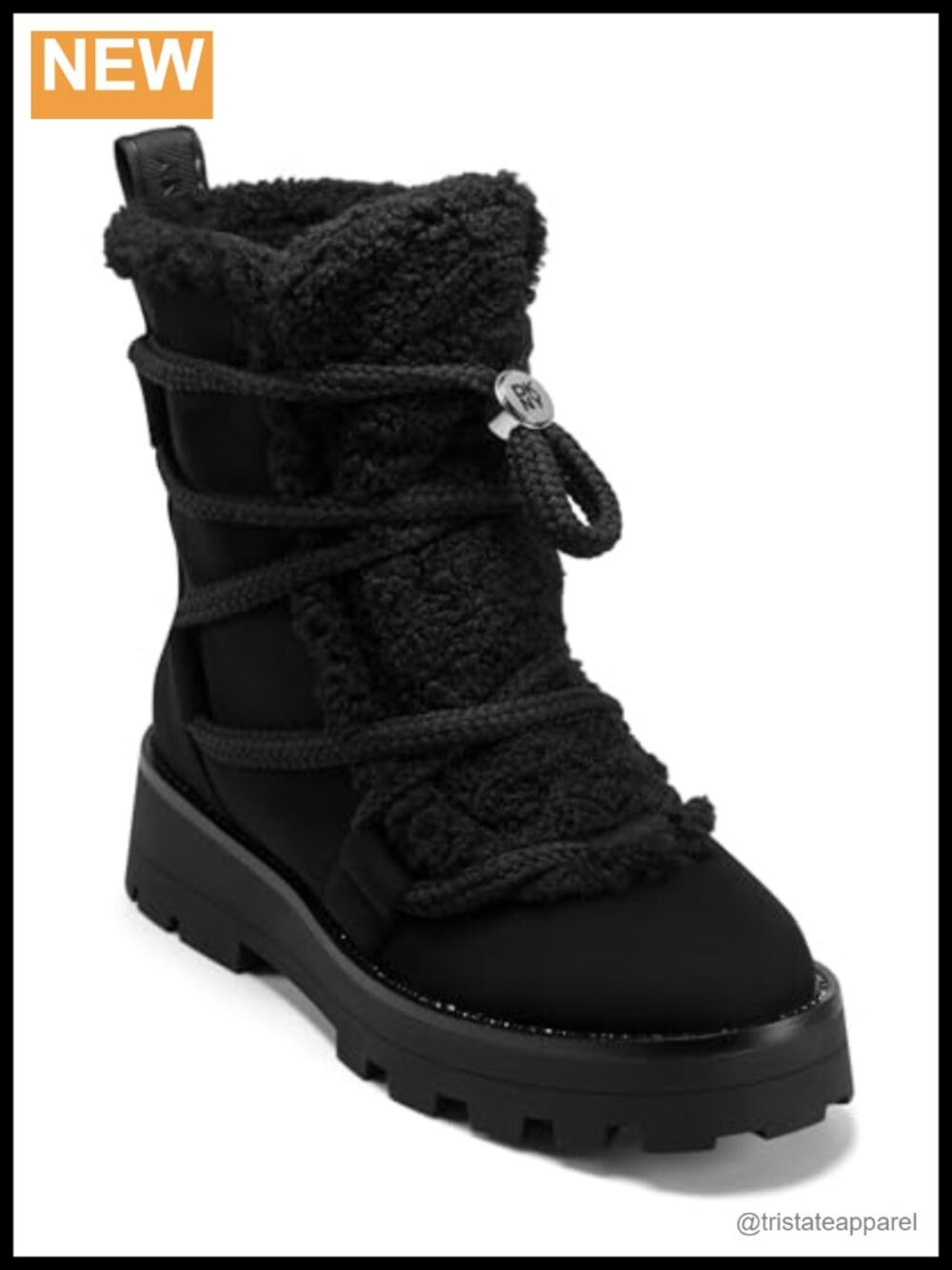 DKNY Faux Fur Ankle Boots with Block Heel, Pull-On Style